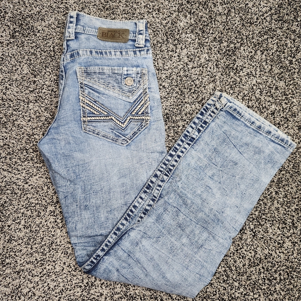 buckle black fit no 9. straight Leg Jeans Mens Sz 30 R, Lightwash Stretch Faded - Picture 3 of 11